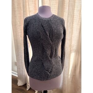 Talbots Petites Sweater Gray Knit Long Sleeve Twisted Front Cotton Women's MP